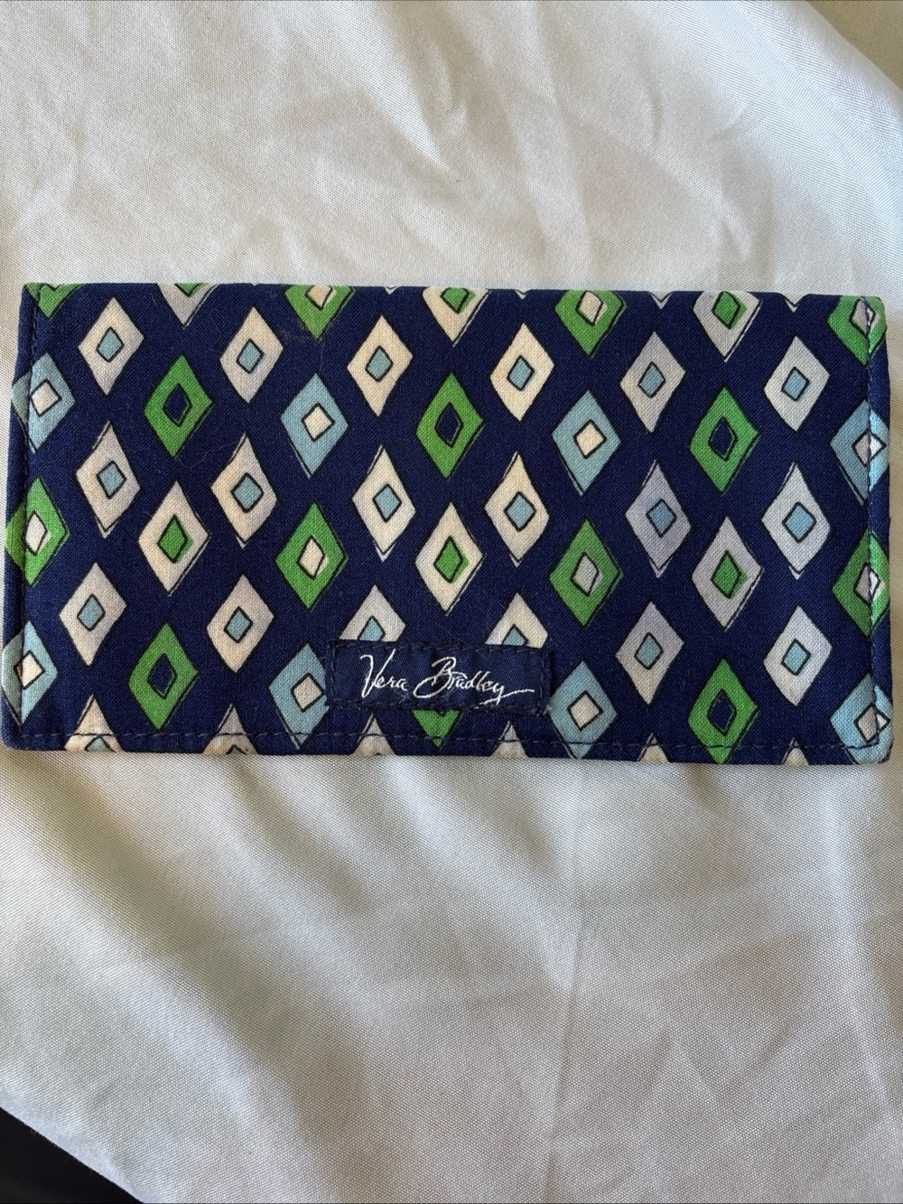 Vera Bradley Navy Blue Green Diamond Pattern Wallet